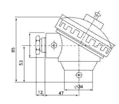 鎢錸熱電偶防水式接線盒示意圖